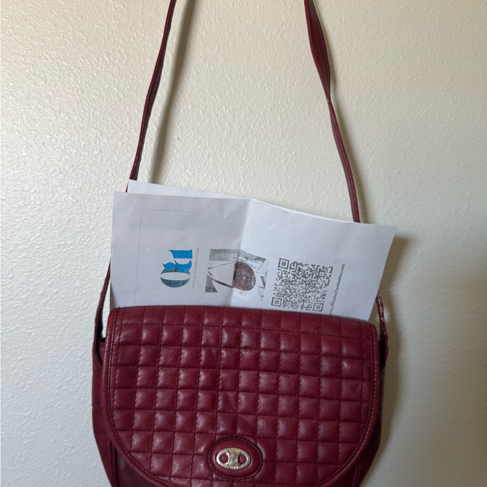 Celine vintage Red Quilted Leather Bag with COA - Picture 8 of 17